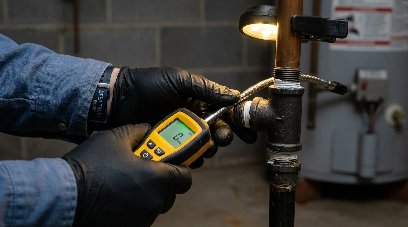 Gas leak detection with electronic sniffer by Johns Plumbing LLC in Holland